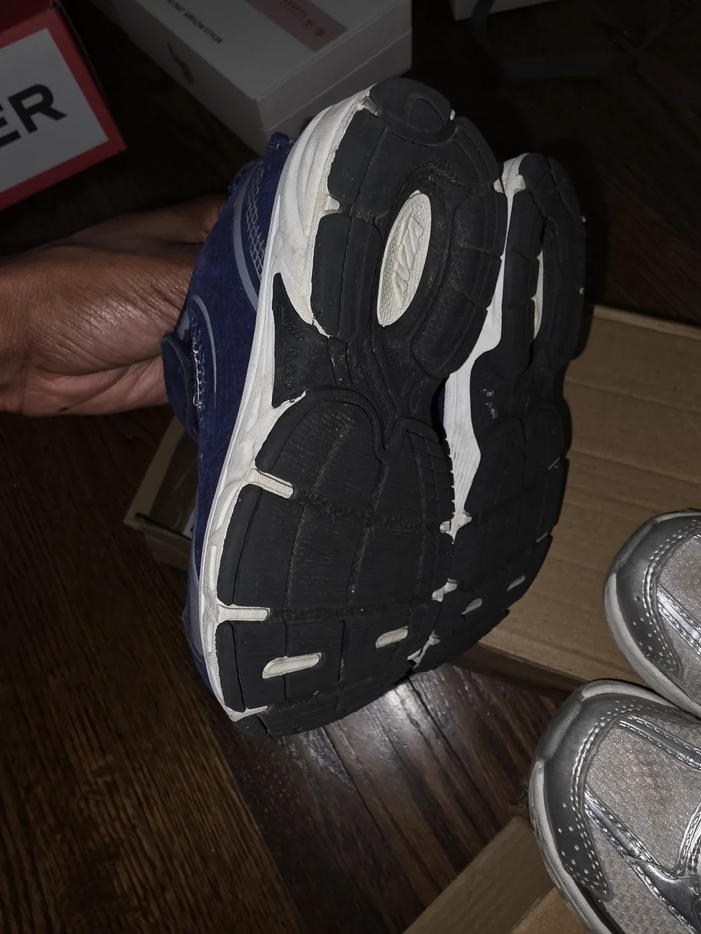 Kids Athletic Sneakers - Navy and Silver
